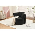 thumbnail image 5 of Round Swivel Chair with Storage Under Seat, Upholstered Accent Barrel Chair with 3 Pillows&Backrest, Small Teddy Fabric Chair for Living Room, Bedroom and Vanity, Black, 5 of 9