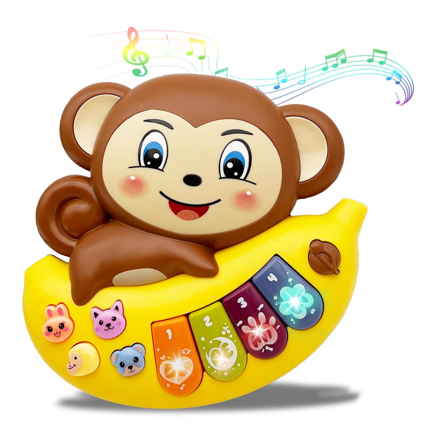 Baby Piano Toy Electronic Keyboard with Animals Sounds, Musical Toys for Babies 12 M+(Monkey)