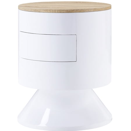 Round White Nightstand | Drawer for Bedroom Organization | Wood and MDF Materials | Enhance Bedroom Uniqueness