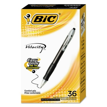 BIC Velocity Retractable Ballpoint Pens, Medium Point (1.0 mm), Black Ink, 36-Count Pack