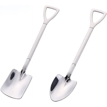 

4pcs Stainless Steel Coffee Spoon Shovel Shape Dessert Ice Cream Spoon Fruit Spoon Stirring Spoon For Home Kitchen Restaurant (Color : Silver-2PCS-AB Size : Medium)