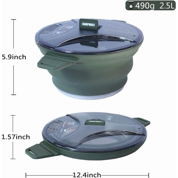 2.5L Collapsible Camping Cook Pot, Portable Cookware for Outdoor Hiking