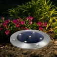 thumbnail image 5 of Mainstays Solar Powered Stainless Steel LED Landscape Disc Lights, 12 Lumens (4 Count), 5 of 11