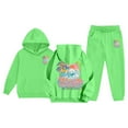 thumbnail image 1 of Aocisk Girls Unisex Hooded Tracksuit Set Two Piece Outfits Sweatshirt and Sweatpants for Kids Green 6-7 Years, 1 of 4