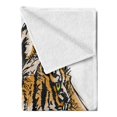 thumbnail image 2 of Tiger Soft Flannel Fleece Throw Blanket, Sketch Drawing of Bengal Royal Animal Carnivore Large Cat Vibrant Colors, Cozy Plush for Indoor and Outdoor Use, 70" x 90", Pale Brown Black, by Ambesonne, 2 of 5