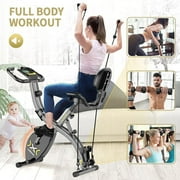 Pooboo 4-in-1 Folding Magnetic Exercise Bike Indoor Cycling x Bike  Arm Resistance Bands 220