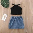thumbnail image 4 of Summer Toddler Kids Baby Girls Clothes Crop Tops Denim Skirt Dress Outfit Set Blue 4-5 Years, 4 of 6
