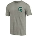 thumbnail image 2 of Men's Gray Heather Michigan State Spartans Left Chest Distressed Logo Tri-Blend T-Shirt, 2 of 3