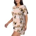 thumbnail image 2 of Kdxio Beagle Dog On Brown Print Pajamas Sets for Women Short-Sleeved Pjs with Lounge Shorts Two Piece Sleepwear S-4XL, 2 of 8