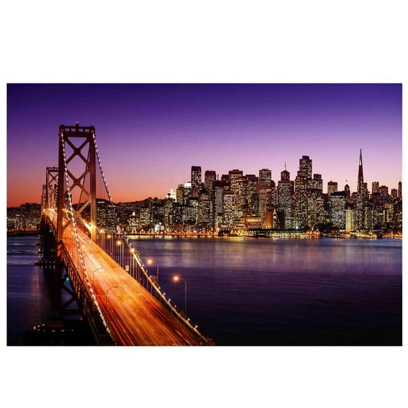LED Lighted Famous San Francisco Oakland Bay Bridge Canvas Wall Art 15.75" x 23.5"