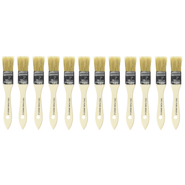 1" Paint Brush Wood Handle Brush DIY Painting Brush 1 Inch Wide, 12