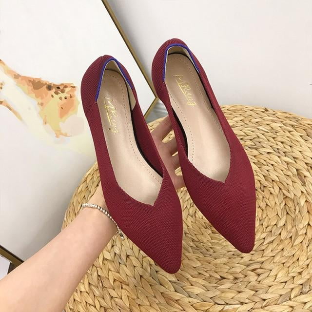 2020 Woman Knit Pointed Shoes Women s Flat Shoes Ballet Shoes