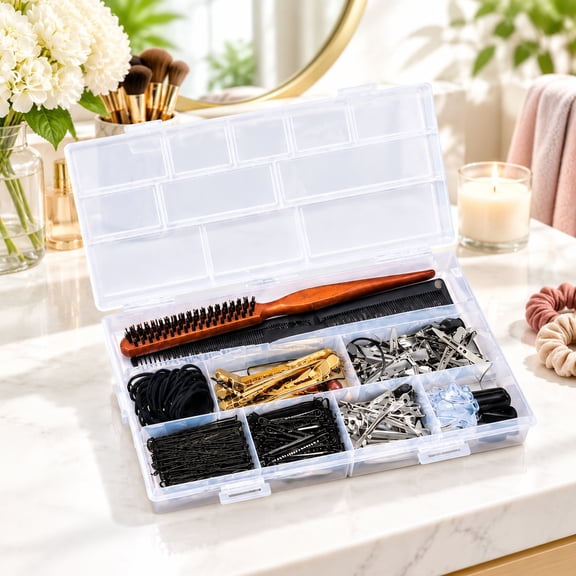 8-Cell Hair Styling Organizer – Large Storage Box for Scissors, Combs and Hairpins