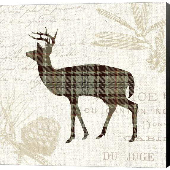 Plaid Lodge II Tan by Wild Apple Portfolio, Canvas Wall Art
