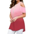 thumbnail image 2 of MYLookk Women Casual Cold Shoulder T Shirt Short Sleeve Loose Swing Tunic Tops Blouse, 2 of 4