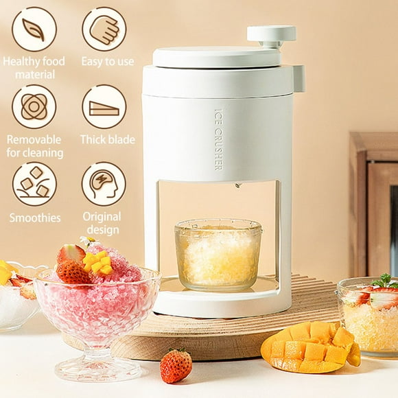 OUSITAID Manual Ice Crusher Hand-Crank Ice Shaver with Ice Freezing Mold Mini Portable Manual Ice Shredding Machine Detachable Manual Ice Shaver 200ml for Making Snow Cones