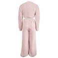 thumbnail image 3 of ShomPort Womens Winter Fleece Fuzzy Two Piece Outfits Long Sleeve Crop Tops with Wide Leg Long Pants Lounge Sets, 3 of 8