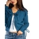 thumbnail image 2 of Jess por Meiko Suéteres de Mujer de Mangas Largas con Cuello Volante y Cierre L Teal Oscuro, 2 of 6
