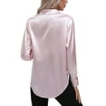 thumbnail image 3 of MAWCLOS Blouse pour Femmes Chemises Boutonnées Tunique à Col Hauts Décontractés Chemise à Manches Longues Rose 2TG, 3 of 4
