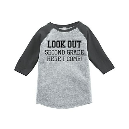 

Custom Party Shop Kids Look Out 2nd Grade Grey Baseball Tee