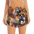 thumbnail image 4 of Lsque Abstract Lion Painting Printed Women's Running Shorts with Liner Pockets,Elastic Quick Dry Workout Athletic Gym Yoga Shorts,Womens High Waist Shorts-Large, 4 of 9
