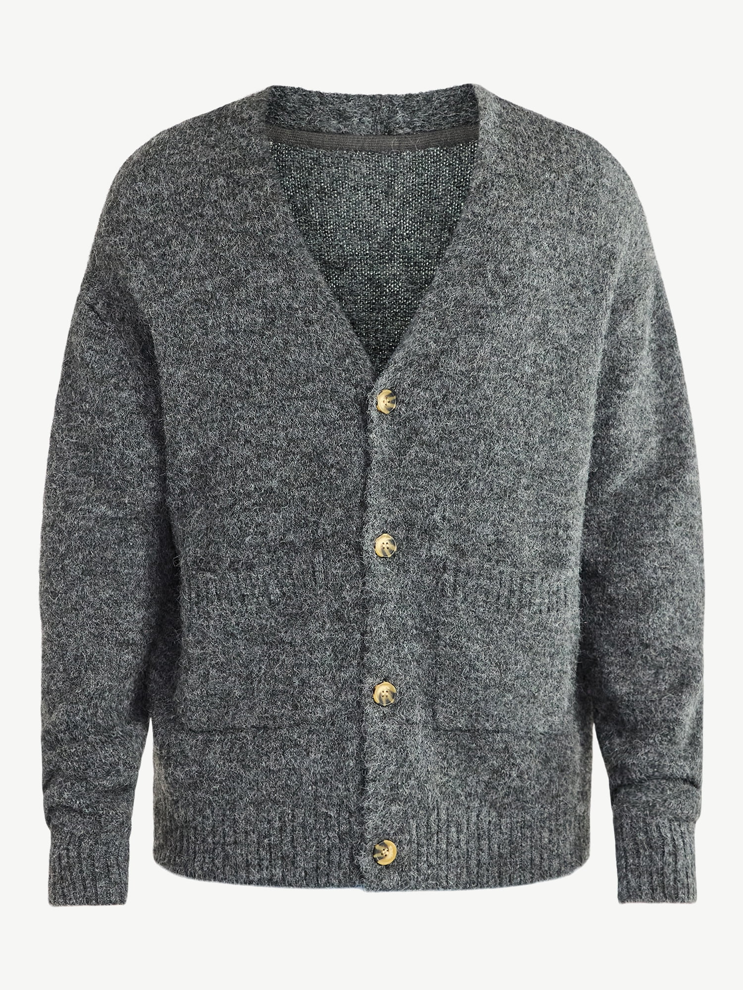 No Boundaries V-Neck Brushed Cardigan Sweater, Midweight, Men's & Big Men's