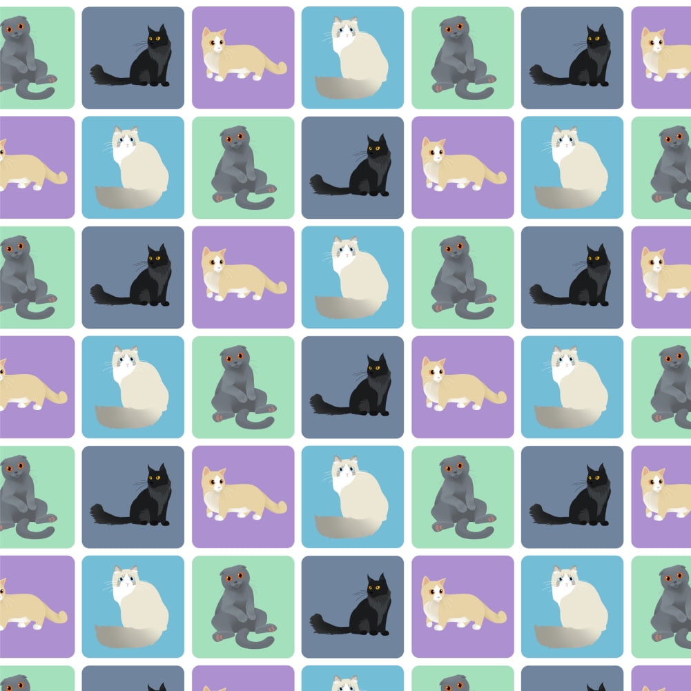 Pastel Cats Munchkin Ragdoll Scottish Fold Maine Coon Premium Roll Gift Wrap Wrapping Paper
