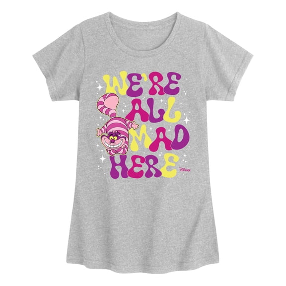 Alice in Wonderland - We're All Mad Here - Youth Girls Fitted Short Sleeve T-Shirt