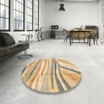 thumbnail image 3 of Ahgly Company Tapis d'Intérieur Ronds Abstraits Jaunes Abstraits pour Aire, 7 Pieds Rond, 3 of 6