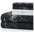 thumbnail image 3 of Ultra Soft Silky Deep Pocket Rich Printed Bedding Rayon from Bamboo All Season 6 Pieces Sheet Set with 4 Pillowcases, Modern Black Marble Pattern Queen Size, 3 of 8