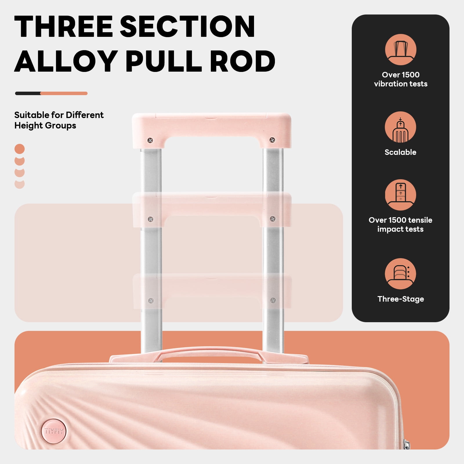 4-Piece Luggage Set, ABS/PC Hard Shell, 360 Spinner Wheels, Built-in Cup Holder & USB Charging Port, Travel Suitcase Set(Pink)