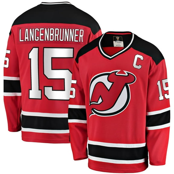 Men's Fanatics Jamie Langenbrunner Red New Jersey Devils Premier Breakaway Retired Player Jersey
