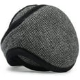 thumbnail image 2 of 180s Men's Wool Behind-the-Head Winter Ear Warmers , Premium Adjustable & Foldable Earmuffs Wool Black/Gray Herringbone, 2 of 4