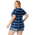 thumbnail image 4 of DARING DIVA Women's Plus Size V Neck Short Sleeve Tie Dye Tunic Top 1X Blue, 4 of 6
