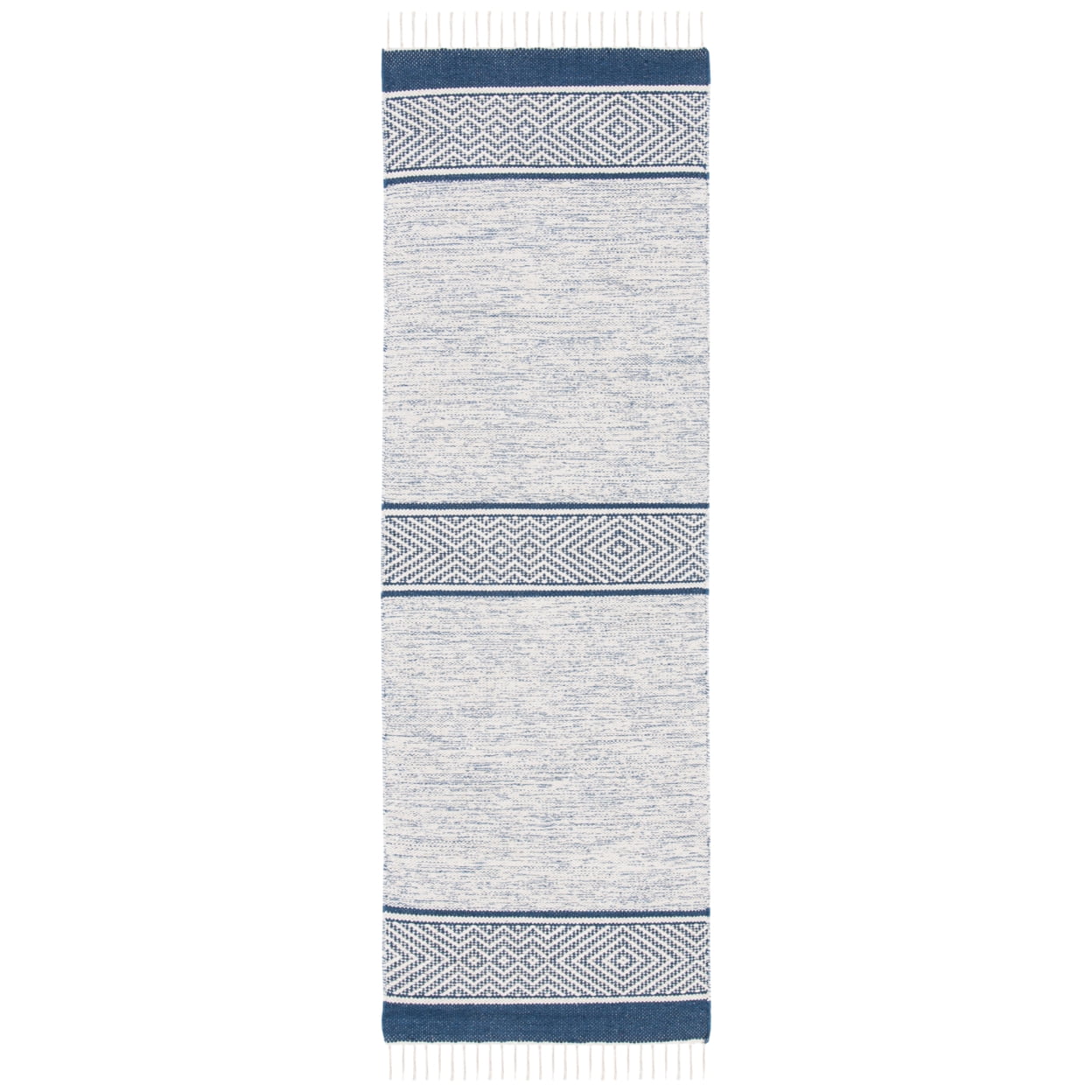 SAFAVIEH Montauk Zaman Diamond Cotton Area Rug, Ivory/Navy, 6' x 9'
