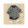 thumbnail image 3 of Bagilaanoe Newborn Baby Girl Boy Rompers Sweater Checkerboard Print Long Sleeve Knitted Bodysuit 3M 6M 12M 18M 24M Infant Fall Winter One Piece Jumpsuit, 3 of 9