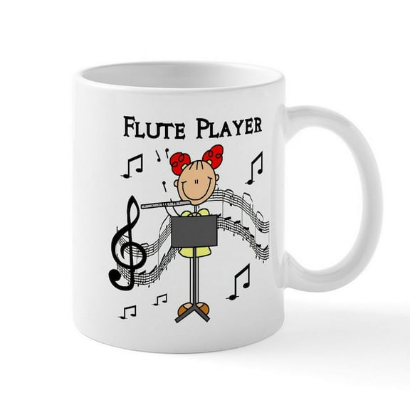 CafePress - Flute Player Mug - 11 oz Ceramic Mug - Novelty Coffee Tea Cup