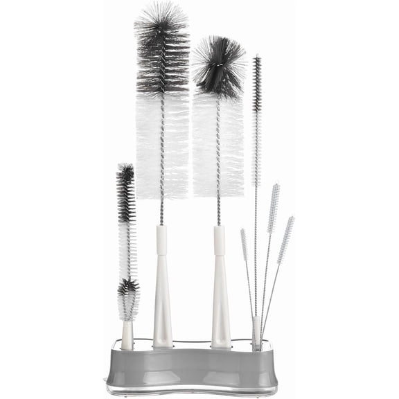 8 Pack Bottle Brush Cleaning Set with Stand, Long Handle Bottle Cleaner with Holder for Narrow Neck Beer Wine Brewing Bottles, Baby Bottles, Tumblers, Drinking Glasses, Straws