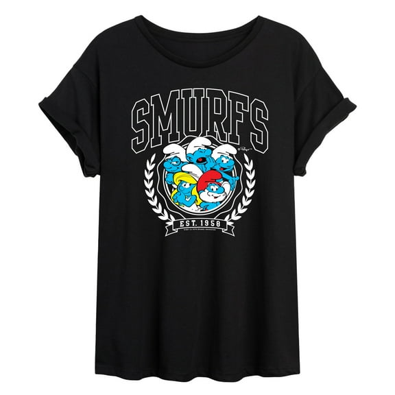 The Smurfs - Smurfs Collegiate - Women's Oversized Graphic T-Shirt