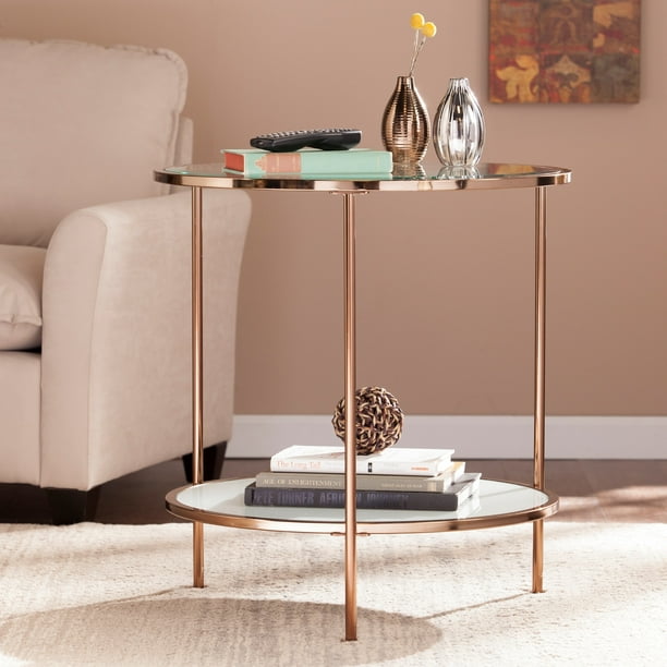 Silver Orchid Grant Side End Table, Silver Orchid Grant Gold Tone Glass Top Coffee Table