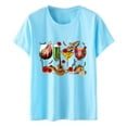 thumbnail image 4 of DondPO Women's T-Shirts De Women's Wine Glass Mexican Printed Shirt Short Sleeve Round Neck T Shirt Fashion top Casual Summer Clothing Clothes Shirts for Women Womens tops Blue M, 4 of 4