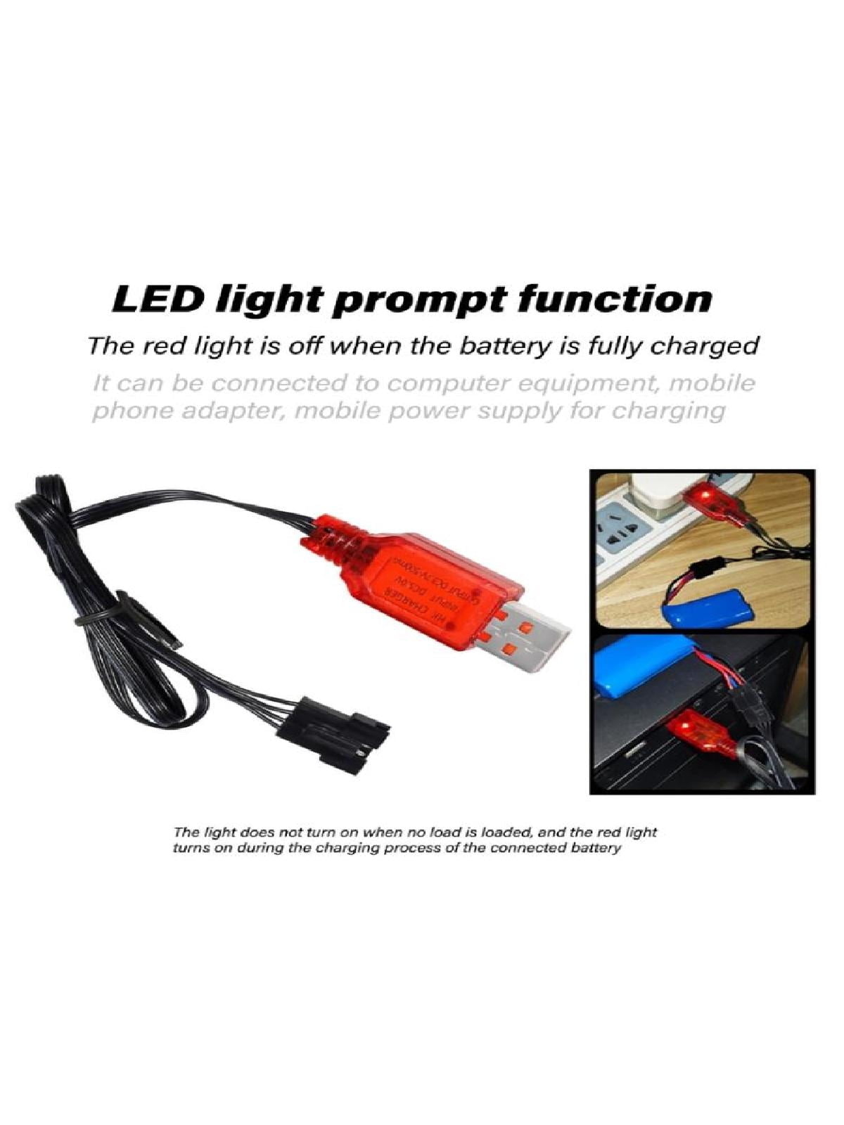 High Speed 7.4V Lithium Battery Charger, USB Charging Cable for Remote Control Cars with SM 4P Reverse Plug Protection