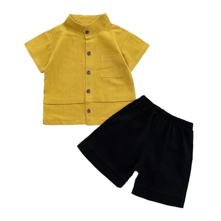 

Summer Toddler Kids Baby Boys Button-Down T-shirt Tops+Shorts Pants Outfits 2PCS Set