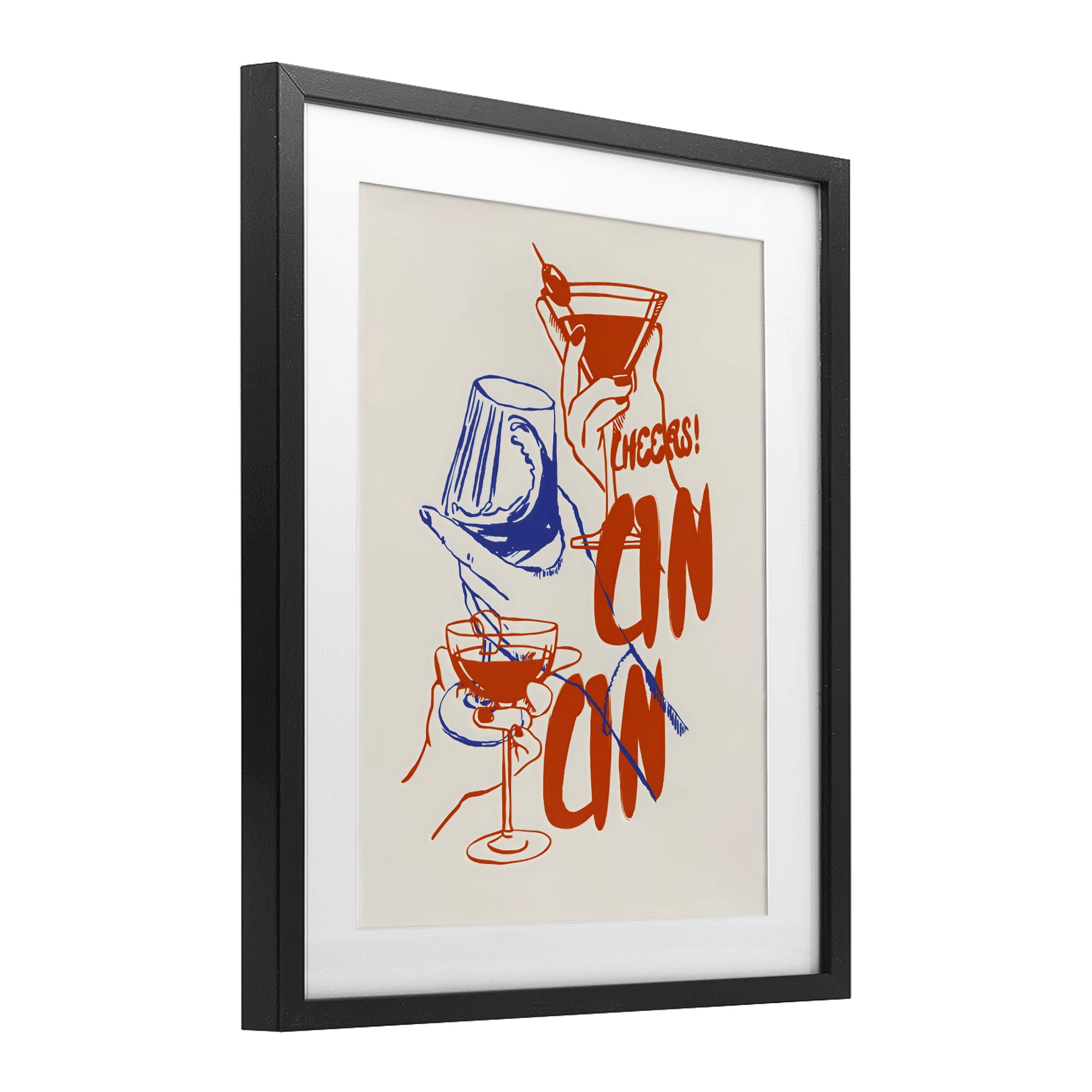 Stupell Industries Retro Cheers Cocktail Toast Black Framed Print Under Glass, design by The Prints Vibe