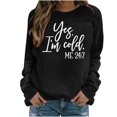 thumbnail image 2 of ICHUANYI Clearance Women's Printed T-shirt Long Sleeves Blouse Round Neck Casual Tops Sweatshirt(Black, S) ICHUANYI WER2023081200074, 2 of 4