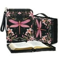 thumbnail image 4 of ZUXONGSY Dragonfly Lily Print PU Leather Bible Case for Women Men Multifunctional Bible Book Carrying Case with Detachable Wristlet Strap Christian Tote Bag for Christian Bible Gift, L, 4 of 7