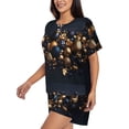 thumbnail image 2 of Fuzoiu Elegant Golden Blue Ornaments Print Women's Short-Sleeved Pajama Set,Lounge Sleepwear Set,Womens Pajama Sets 2 Piece,Button-Up Top and Shorts with Pockets-3X-Large, 2 of 7