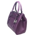 thumbnail image 3 of ZzFab Multi Zippers Fashion Locking Faux Leather Purse Tote Bag Purple, 3 of 6
