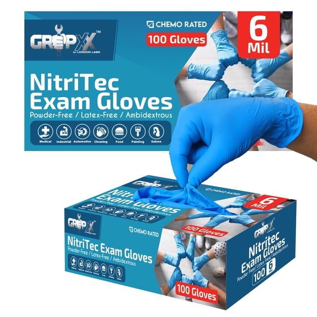 Guantes desechables de nitrilo London Labs Heavy Duty, 6 mil, azules