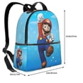thumbnail image 4 of Lsque Mario Pattern Backpack – School Travel Canvas Daypack with Ergonomic Padded Straps, Multiple Compartments & Leather Handle, 4 of 5
